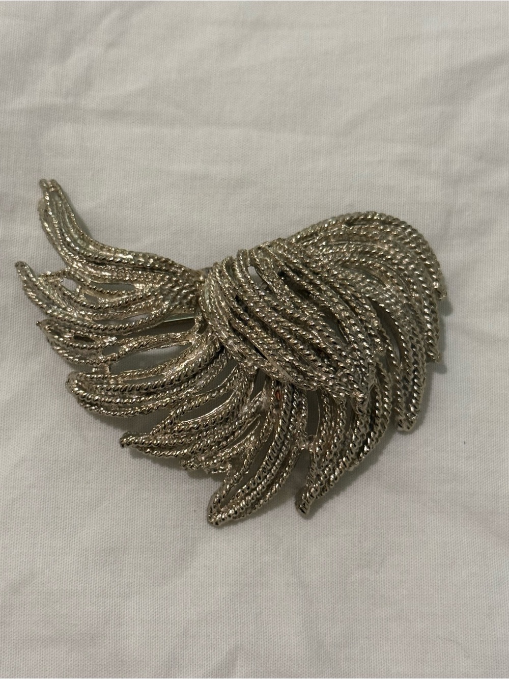 Silver-Tone Wing Statement Brooch